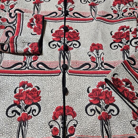 Vintage 90s Adrianna Papell Silk Jacket Plus Size 14 Floral Lined Formal Blazer - Picture 9 of 13